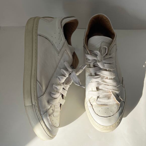 MM6 MAISON MARTIN MARGIELA Leather Low Top Sneakers in White Size 39.5/9.5 - Picture 1 of 15